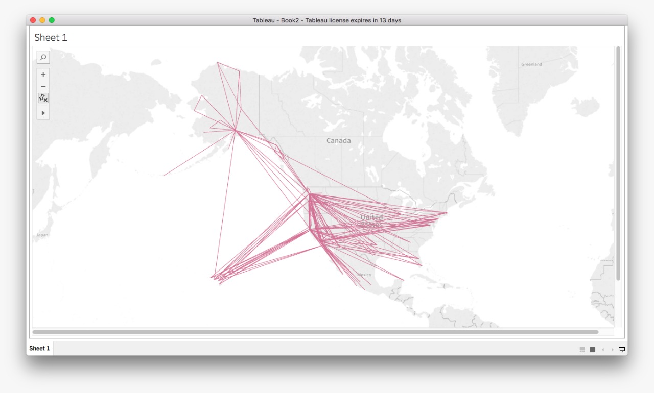 “Flights of Alaska Airlines visualized using Tableau”