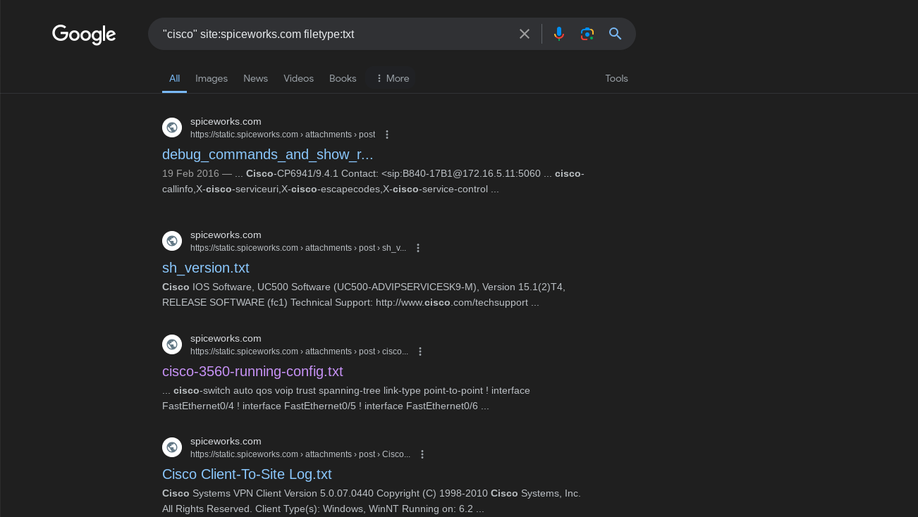 Searching for config files hosted on community.cisco.com